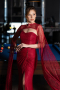 Weinrot Standesamtkleid Spitze Lang ABU5614