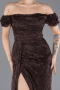 Standesamtkleid Lang Spitze Braun ABU5728