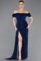 Standesamtkleid Lang Spitze Marineblau ABU5728