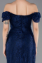 Standesamtkleid Lang Spitze Marineblau ABU5728