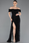 Standesamtkleid Lang Spitze Schwarz ABU5728