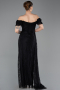 Standesamtkleid Lang Spitze Schwarz ABU5728