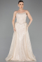 Abendkleid Lang Perlenbesetzt Beige ABU5730