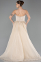 Abendkleid Lang Perlenbesetzt Beige ABU5730