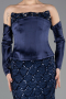 Abendkleid Lang Schuppig Marineblau ABU5732