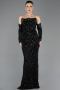 Abendkleid Lang Schuppig Schwarz ABU5732