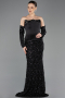 Abendkleid Lang Schuppig Schwarz ABU5732