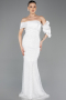 Weiß Abendkleid Schuppig Lang ABU5529