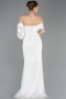 Weiß Abendkleid Schuppig Lang ABU5529