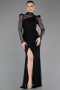 Abendkleid Lang Spitze Schwarz ABU5700