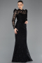 Abendkleid Lang Spitze Schwarz ABU5734