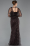 Abendkleid Lang Perlenbesetzt Braun ABU5718
