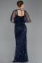 Abendkleid Lang Perlenbesetzt Marineblau ABU5718