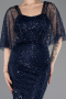 Abendkleid Lang Perlenbesetzt Marineblau ABU5718
