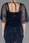 Abendkleid Lang Perlenbesetzt Marineblau ABU5718