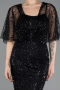 Abendkleid Lang Perlenbesetzt Schwarz ABU5718