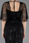 Abendkleid Lang Perlenbesetzt Schwarz ABU5718