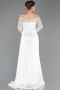 Weiß Abendkleid İm Meerjungfrau-Stil Satin Lang ABU5641
