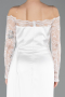 Weiß Abendkleid İm Meerjungfrau-Stil Satin Lang ABU5641