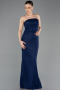 Abendkleid Lang Spitze Marineblau ABU5739