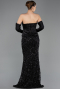 Abendkleid Lang Schuppig Schwarz ABU5732