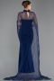 Abendkleid Lang Spitze Marineblau ABU5739