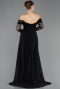 Standesamtkleid Lang Spitze Schwarz ABU5727
