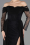Standesamtkleid Lang Spitze Schwarz ABU5727