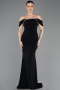 Abendkleid im Meerjungfrau-Stil Lang Schwarz ABU5740