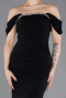 Abendkleid im Meerjungfrau-Stil Lang Schwarz ABU5740