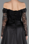 Standesamtkleid Lang Spitze Schwarz ABU5723