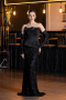 Abendkleid Lang Schuppig Schwarz ABU5732