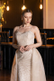 Abendkleid Lang Perlenbesetzt Beige ABU5730