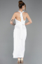 Weiß Partykleid Satin Midi ABK2506