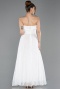 Abendkleid Midi Spitze Weiß ABK2538