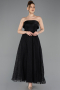 Abendkleid Midi Spitze Schwarz ABK2538