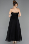 Abendkleid Midi Spitze Schwarz ABK2538
