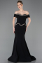 Abendkleid im Meerjungfrau-Stil Lang Schwarz ABU5755