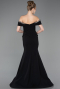 Abendkleid im Meerjungfrau-Stil Lang Schwarz ABU5755