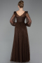 Standesamtkleid Lang Spitze Braun ABU5797