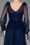 Standesamtkleid Lang Spitze Marineblau ABU5797