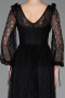 Standesamtkleid Lang Spitze Schwarz ABU5797
