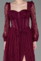 Standesamtkleid Lang Spitze Kirschrot ABU5797