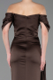 Abendkleid im Meerjungfrau-Stil Lang Satin Braun ABU5765