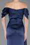 Abendkleid im Meerjungfrau-Stil Lang Satin Marineblau ABU5765