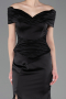 Standesamtkleid Lang Satin Schwarz ABU5785