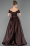 Braun Abendkleid Perlenbesetzt Lang ABU5400