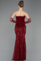 Abendkleid Lang Perlenbesetzt Weinrot ABU5766