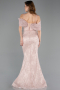 Abendkleid im Meerjungfrau-Stil Lang Spitze Puder ABU5822