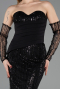 Abendkleid Lang Perlenbesetzt Schwarz ABU5766